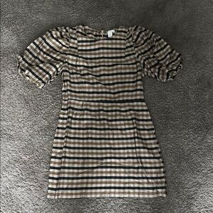 Plaid Puff Sleeve Dress